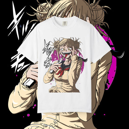 Anime Himiko Toga Unisex Garment-Dyed T-shirt, My Hero Academia, Villain Shirt, Cosplay Tee, Manga Fan Top