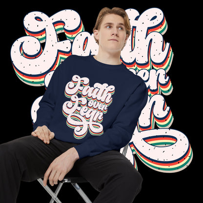 Faith Over Fear Retro Rainbow Sweatshirt