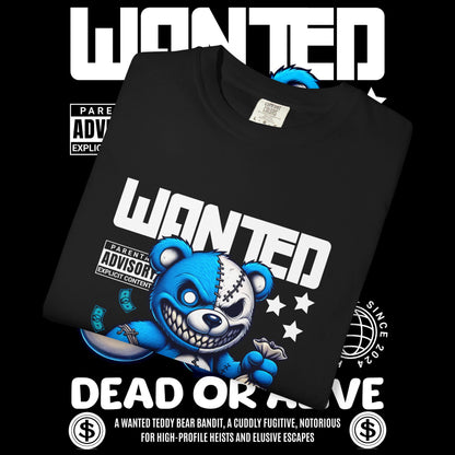 Wanted Teddy Bear Bandit T-Shirt, Graphic Tee, Fun Gift, Streetwear Style, Casual Wear, Unique Design