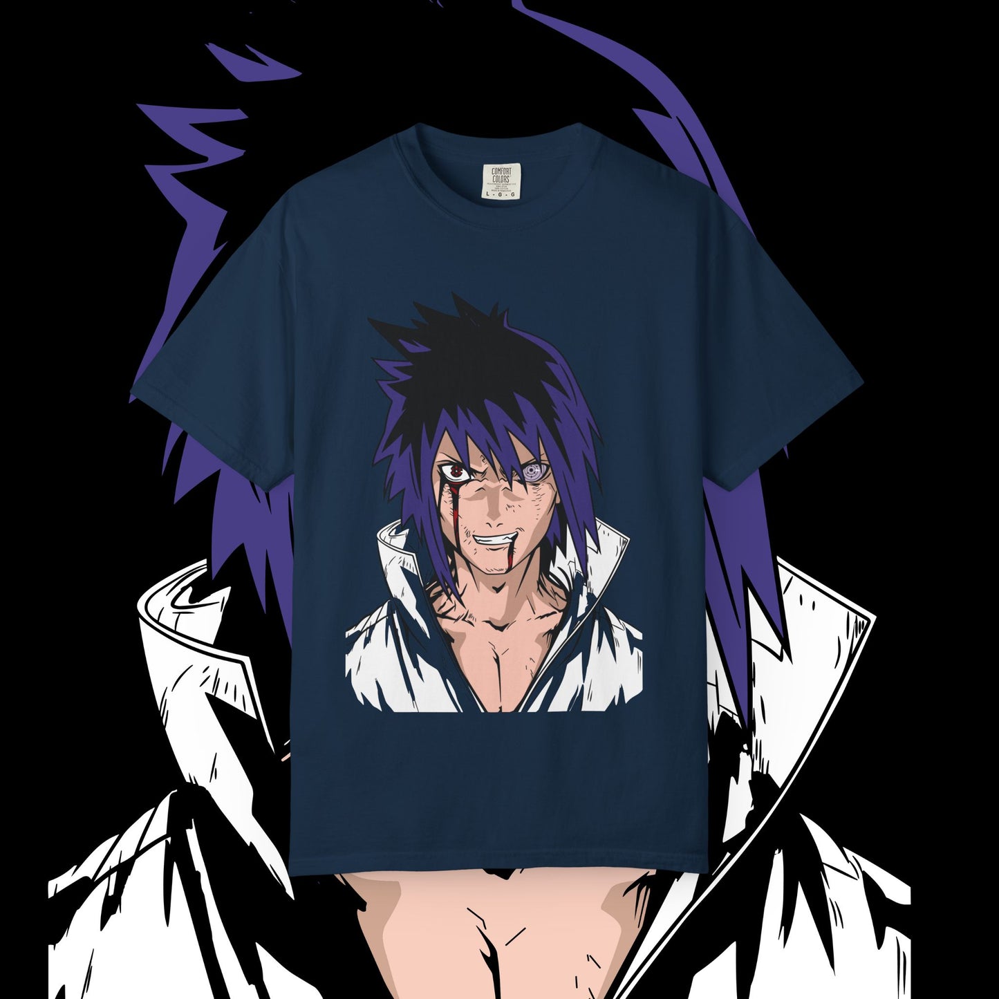 Anime Sasuke Uchiha Unisex T-shirt, Geometric Anime Tee, Japanese Cartoon Shirt, Manga Fan Apparel, Naruto Character Top