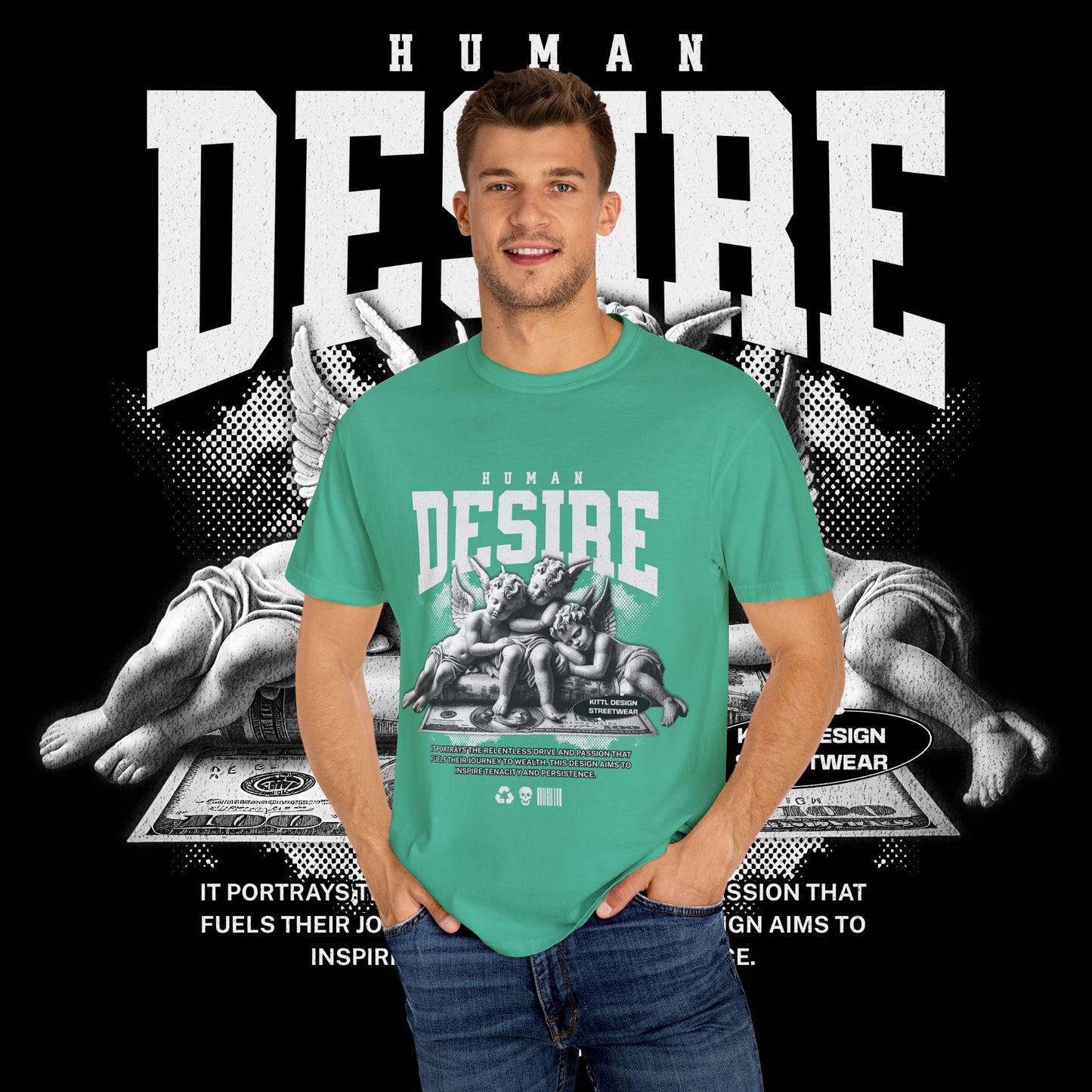 Human Desire Unisex Garment-Dyed T-shirt, Vintage Tee, Graphic Top, Trendy Shirt, Minimalist Clothing, Hipster Apparel