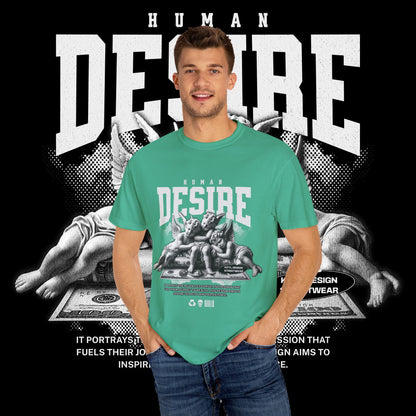 Human Desire Unisex Garment-Dyed T-shirt, Vintage Tee, Graphic Top, Trendy Shirt, Minimalist Clothing, Hipster Apparel