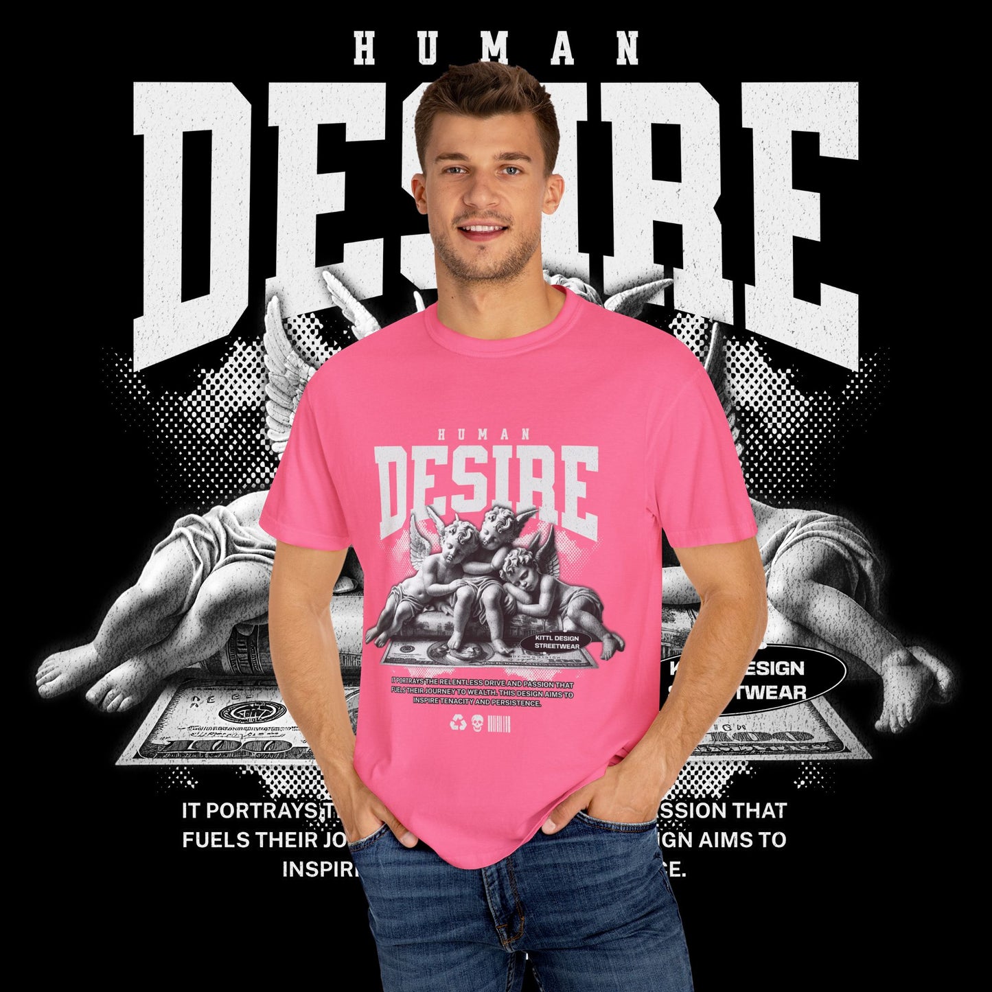 Human Desire Unisex Garment-Dyed T-shirt, Vintage Tee, Graphic Top, Trendy Shirt, Minimalist Clothing, Hipster Apparel