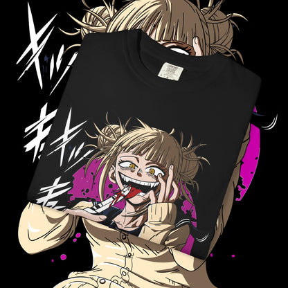 Anime Himiko Toga Unisex Garment-Dyed T-shirt, My Hero Academia, Villain Shirt, Cosplay Tee, Manga Fan Top