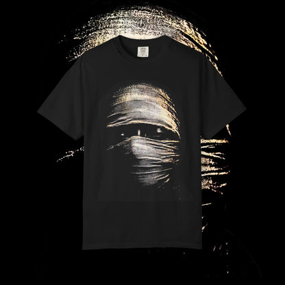 Mysterious Masked T-Shirt - Unisex Ghostly Apparel, Halloween Costume Tee, Unique Gift for Spooky Season, Graphic Tee for All Ages