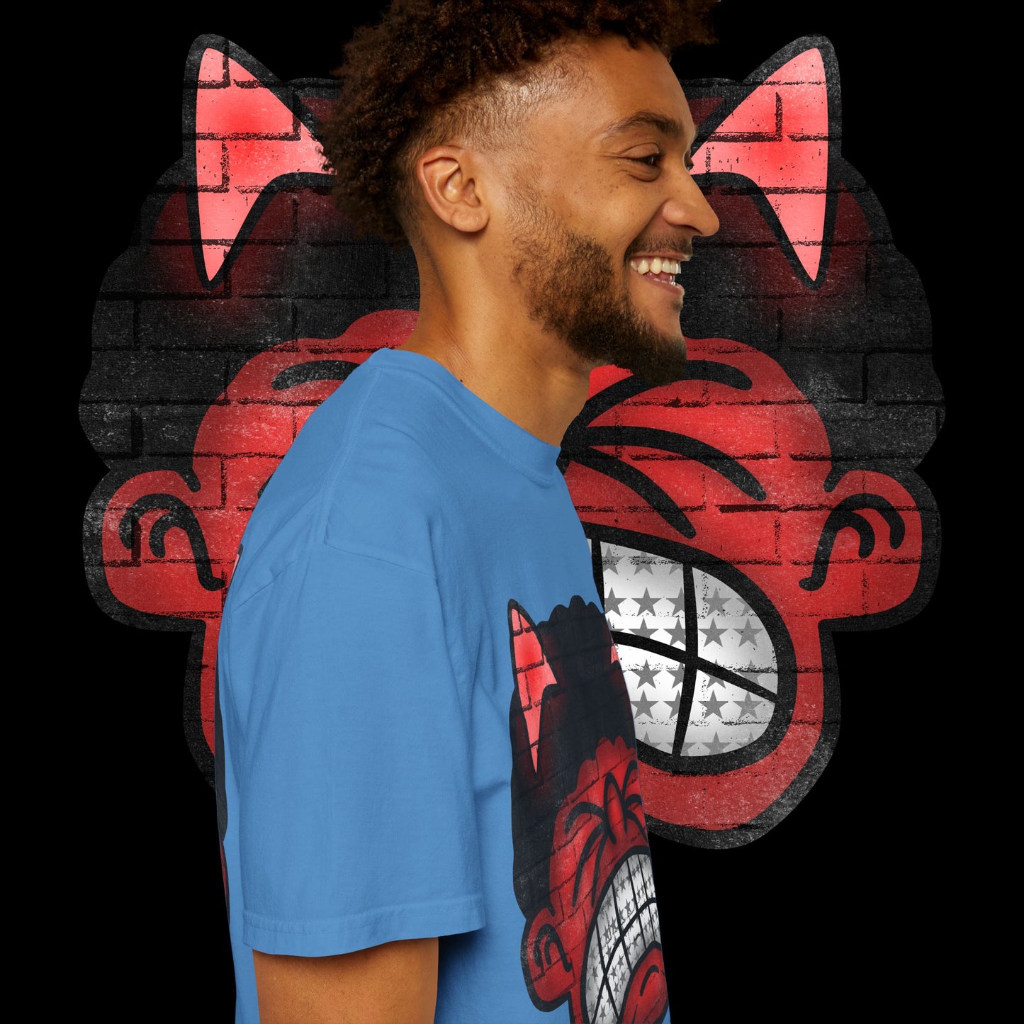 Devil Grin T-Shirt — Retro Graffiti Streetwear with 'SAVEDBYDT' Back Logo