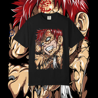 Anime Gaara of the Sand Unisex Garment-Dyed T-shirt, Japanese Manga Tee, Naruto Fan Gift, Cosplay Shirt, Geek Apparel