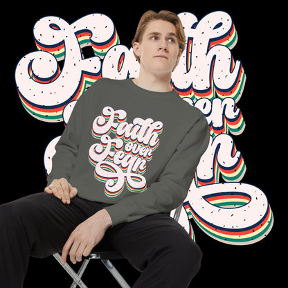 Faith Over Fear Retro Rainbow Sweatshirt