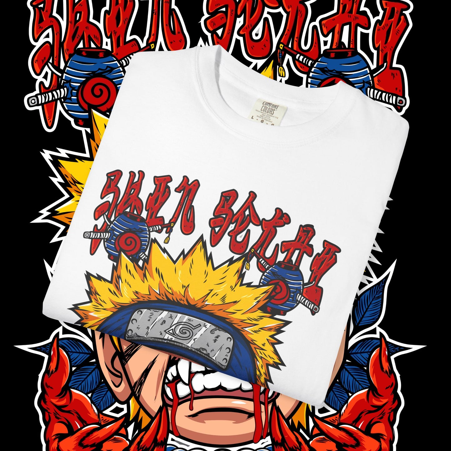 Naruto Nine Tails Faze T-shirt, Anime Graphic Tee, Unisex Cotton Shirt, Japanese Manga Merch, Cool Streetwear Top