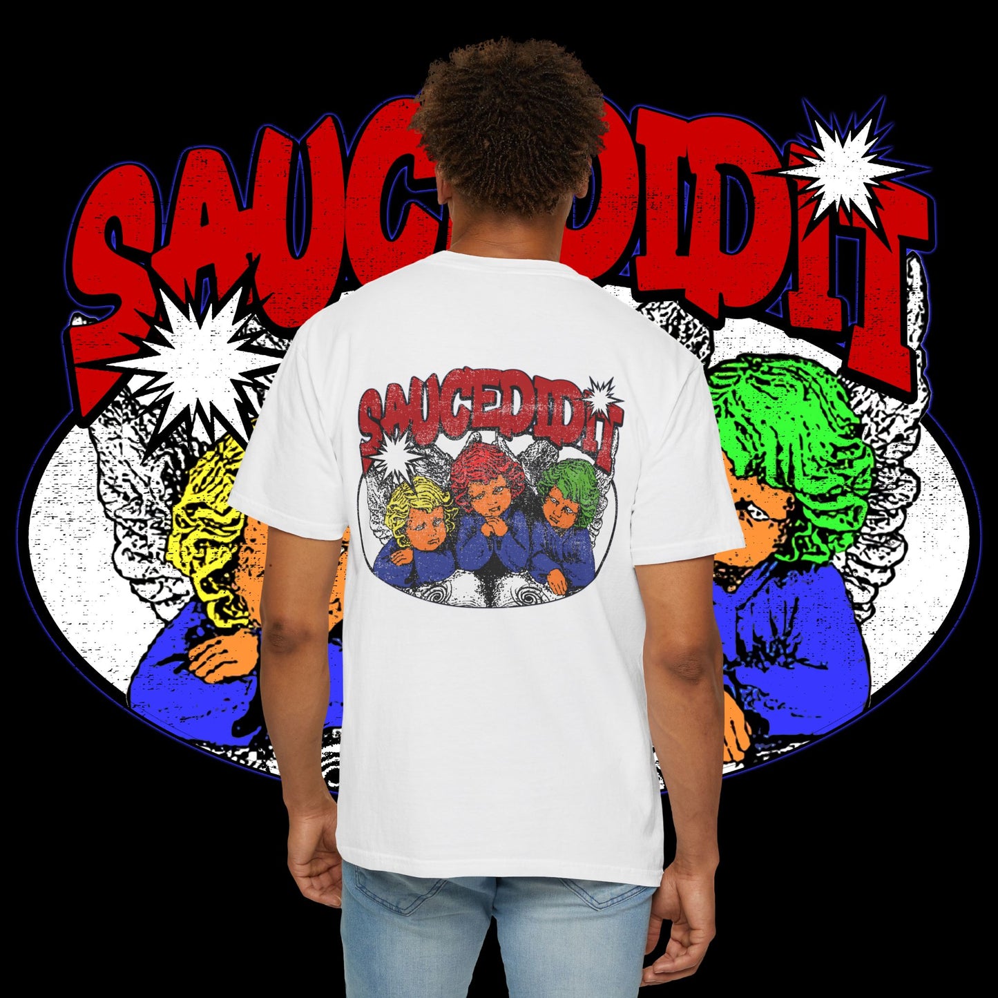 Saucedidit Cartoon Trio Graphic T-Shirt
