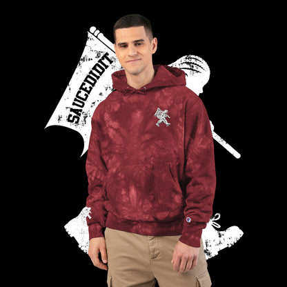 Embroidered Unisex Champion Tie-Dye Hoodie for Trendy Streetwear, Hip Urban Fashion Clothing, Limited Edition College Jacket, Custom Tie-Dye