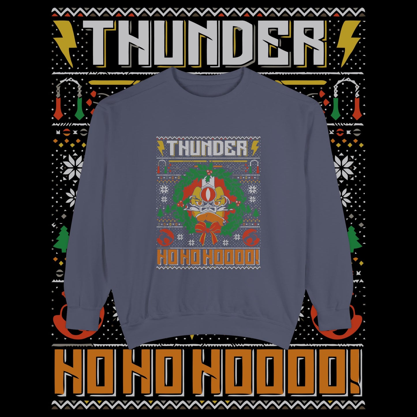 Thunder Ho Ho Ho! Holiday Sweatshirt — Retro Christmas Graphic Sweater