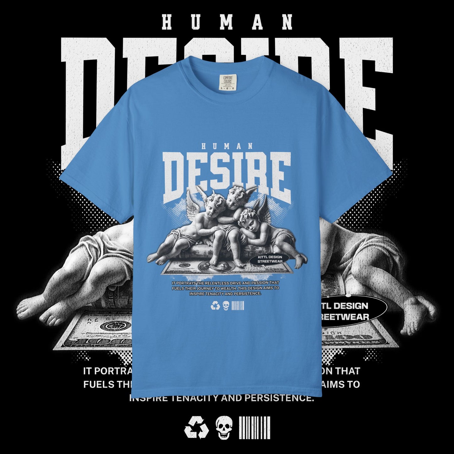 Human Desire Unisex Garment-Dyed T-shirt, Vintage Tee, Graphic Top, Trendy Shirt, Minimalist Clothing, Hipster Apparel