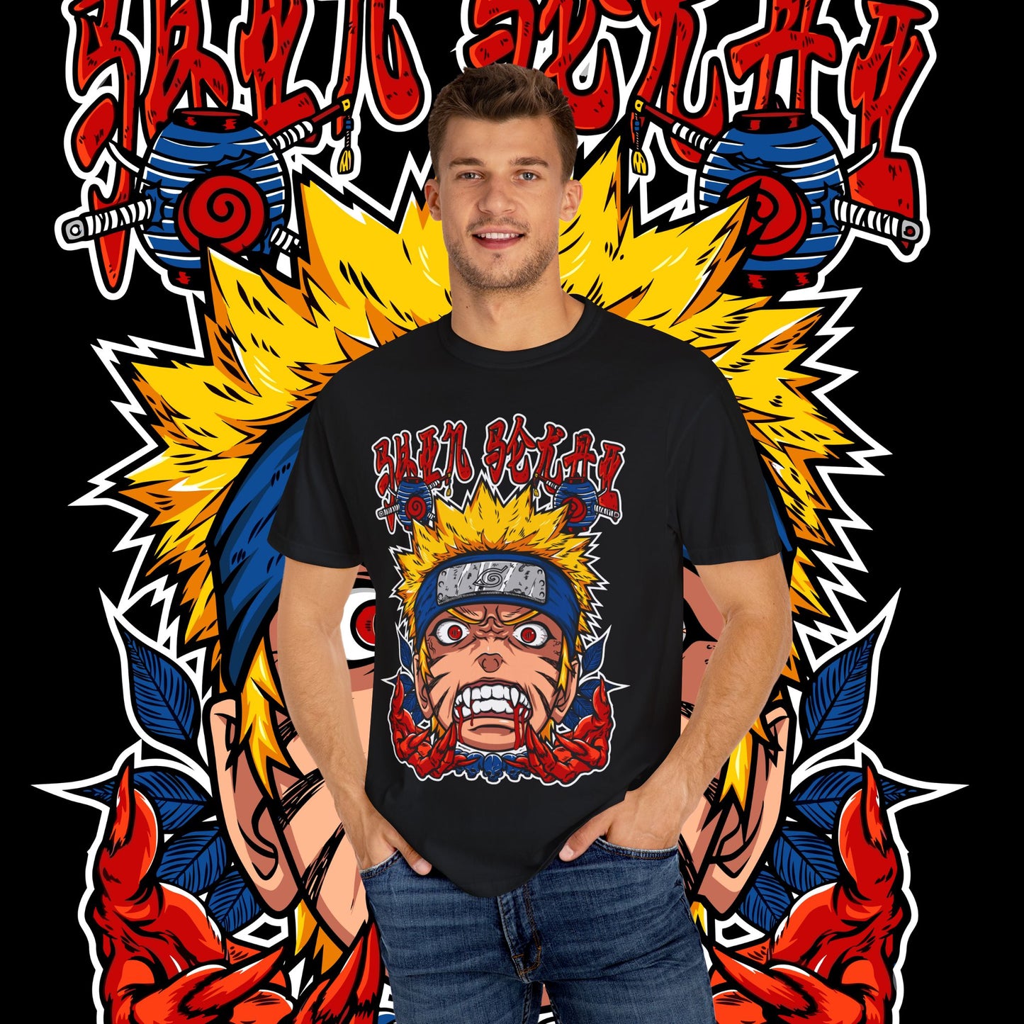 Naruto Nine Tails Faze T-shirt, Anime Graphic Tee, Unisex Cotton Shirt, Japanese Manga Merch, Cool Streetwear Top